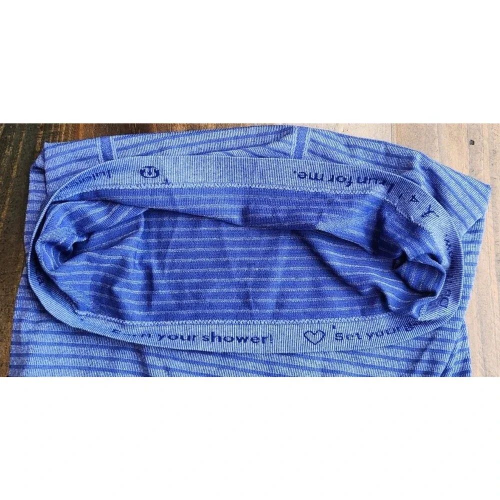 Lululemon Women's Top Swiftly Tech Tank Scoop Striped Logo Purple Sz Xs-S